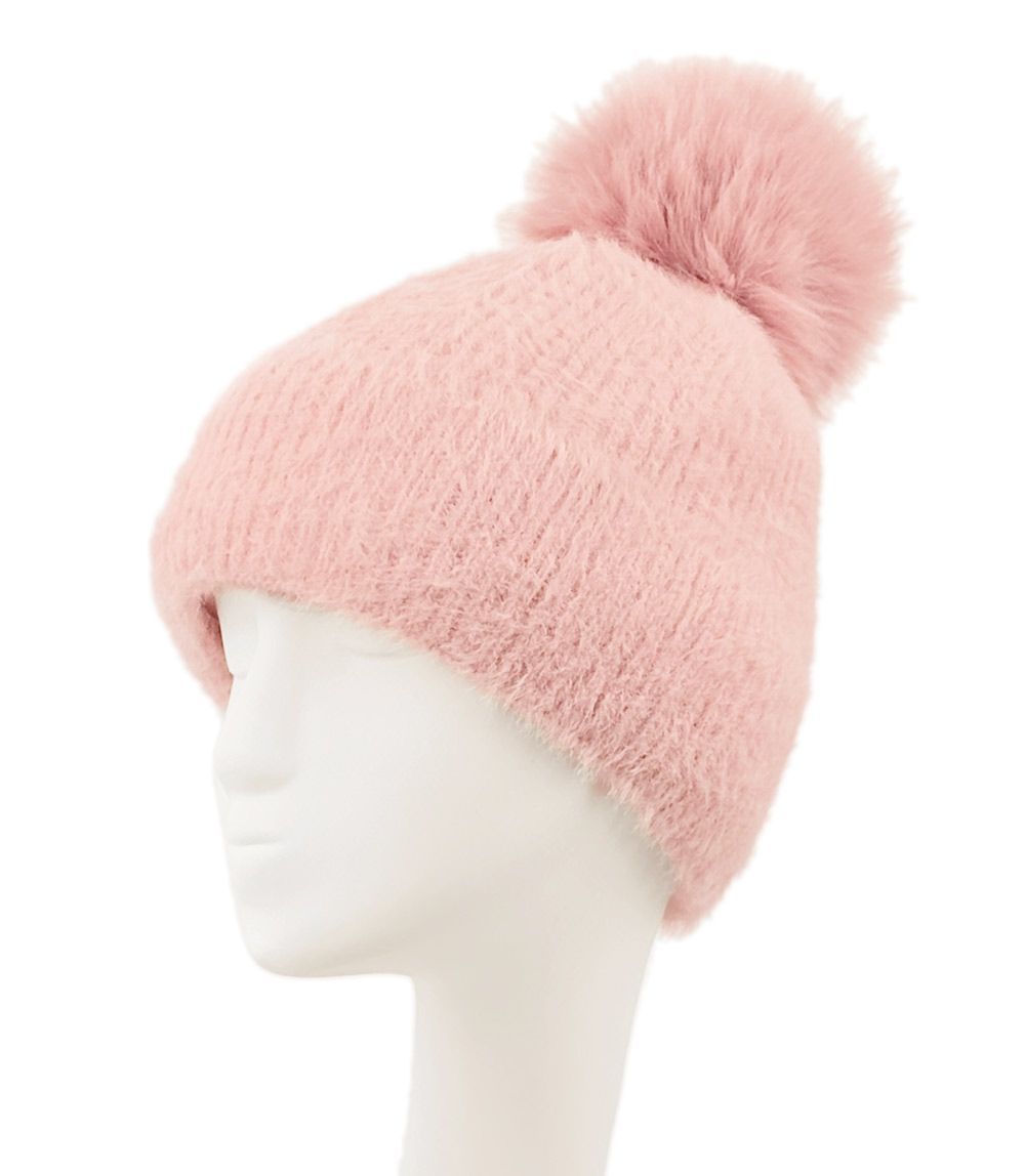 12 Bulk Soft Winter Knit Cuffed Pompom Beanie With Soft Velvet Lining Assorted