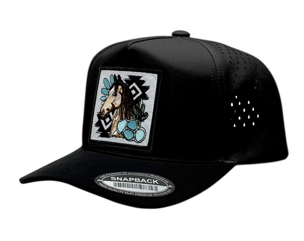 3 Bulk 5-Panel Laser Cut Perforated Snapback Caps With Design Patch