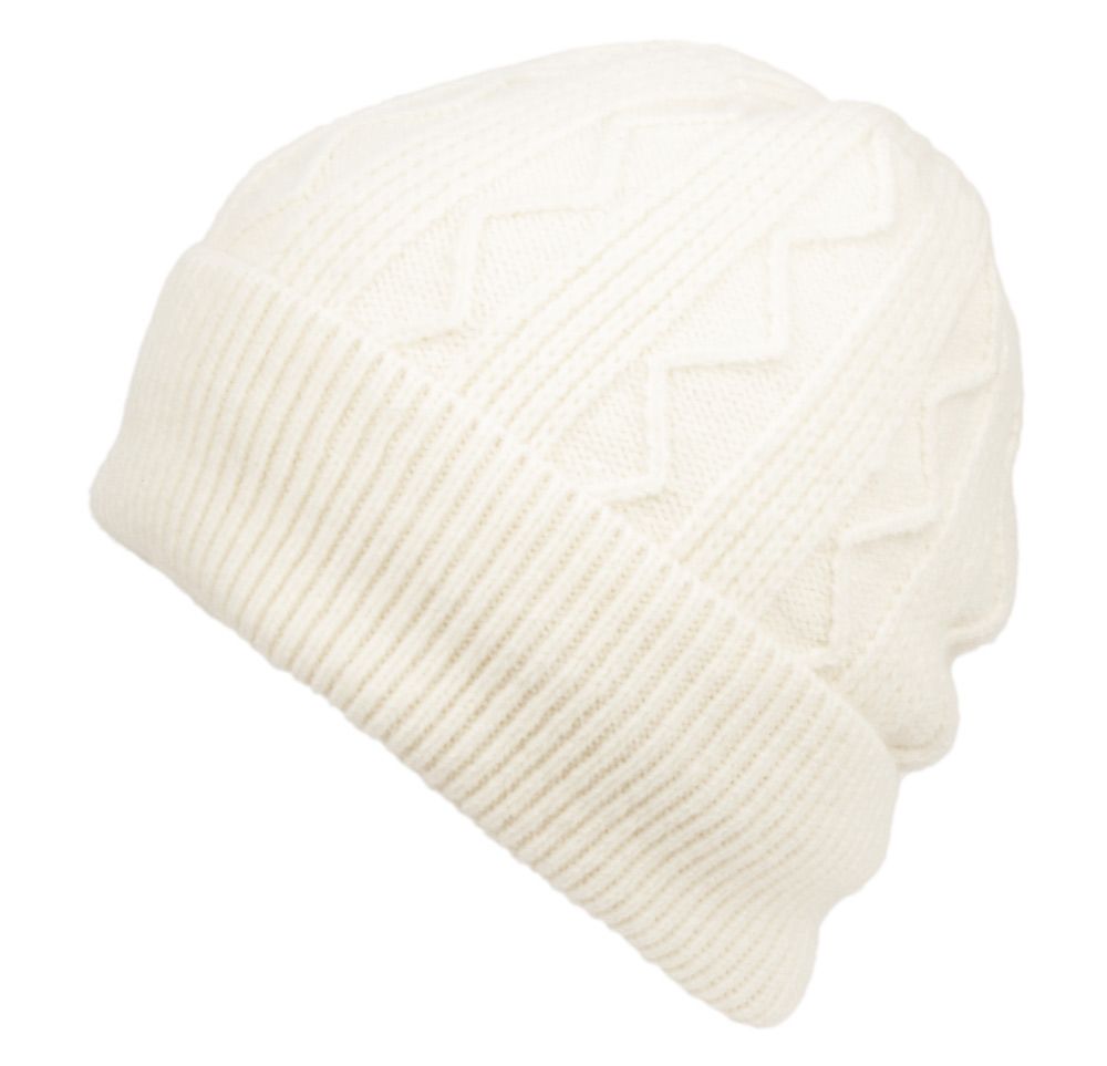 12 Bulk Zigzag Stripe Knit Beanie W/cuff & Sherpa Lining Assorted