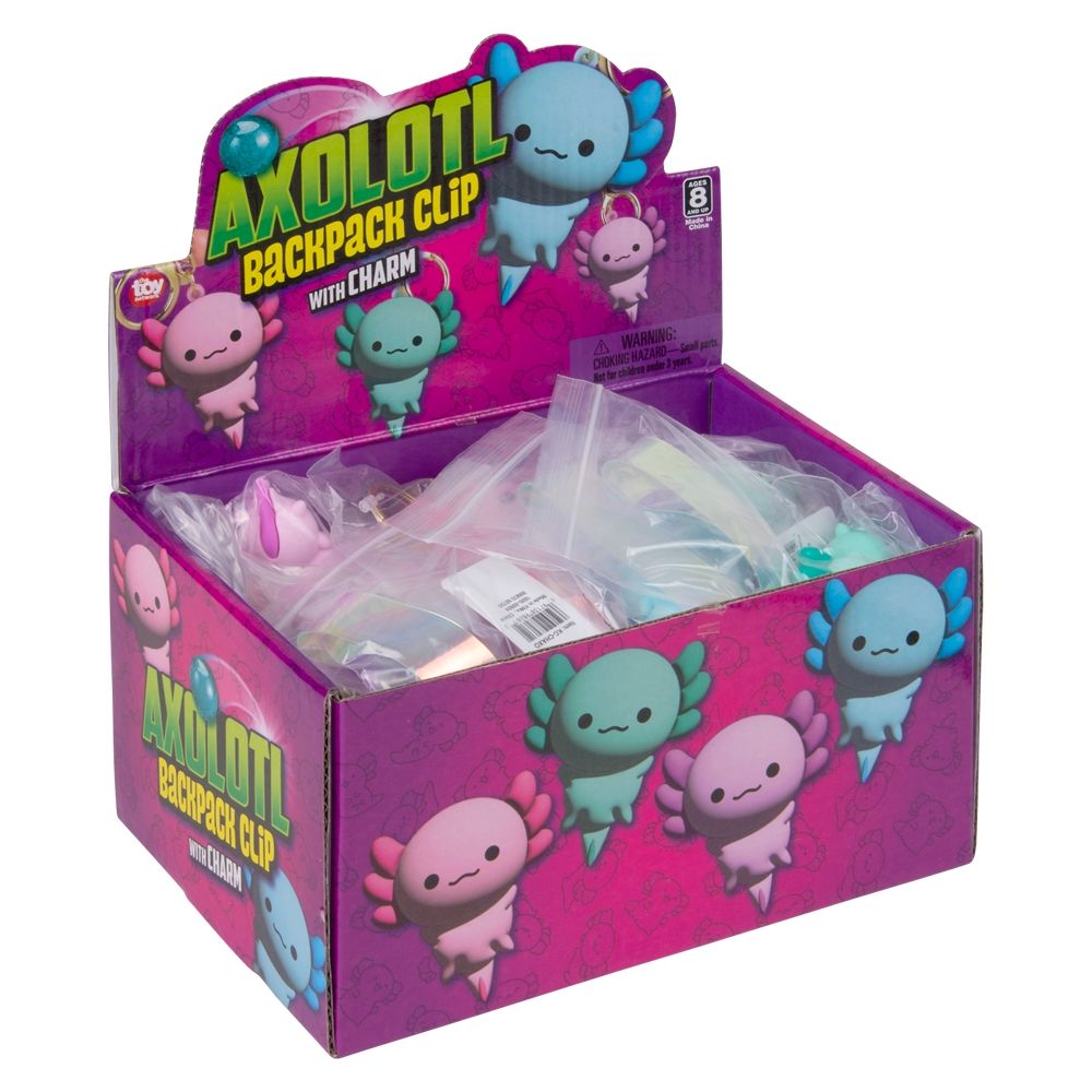 192 Bulk 2.25" Axolotl Charm Wristlet Backpack Keyring 24ct