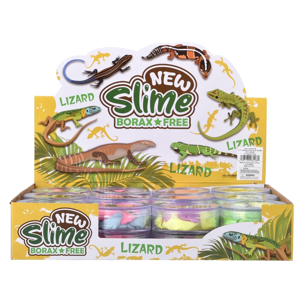 144 Bulk (t) 2.7" Lizard Play Clay Slime 24ct