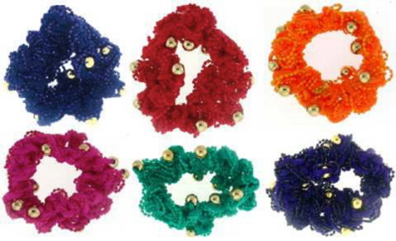 60 Bulk Assorted Color Beaded Scrunchies