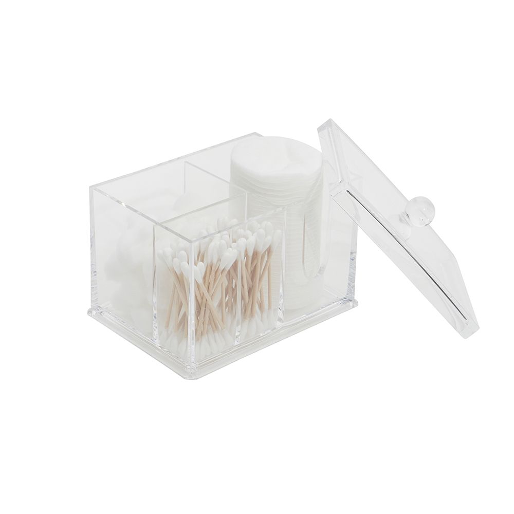 12 Bulk Dual Compartment Cosmetic Organizer With Cotton Pads And Swabs