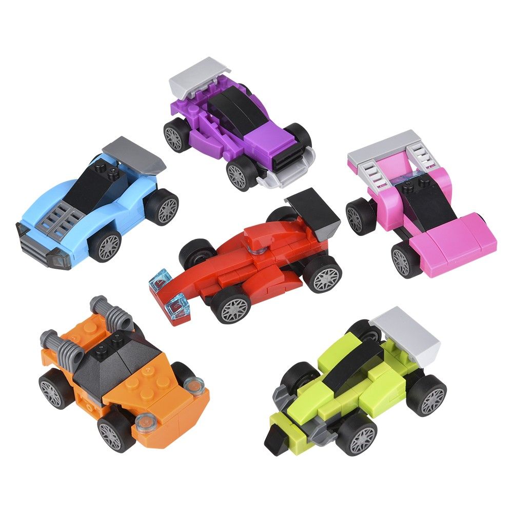 144 Bulk 2.75 inch Building Block Pull Back Race Car