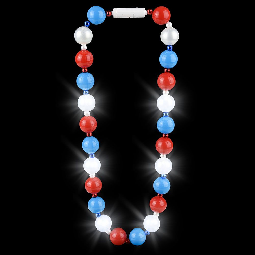 72 Bulk 39" LighT-Up Patriotic Ball Necklace