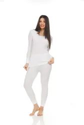 6 Bulk Yacht And Smith Womens Thermal Underwear Set In White Size Small