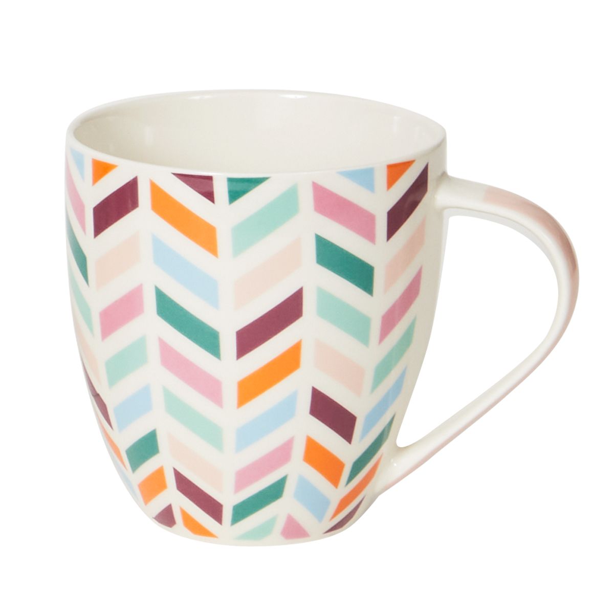24 Bulk 17.5 Oz. Set Of 4 ChevroN-Printed Ceramic Mug, Assorted Colors