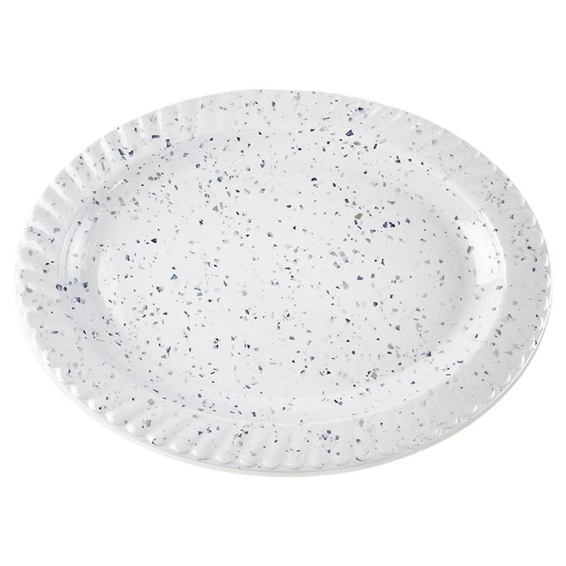 24 Bulk 14" Marble Doted Melamine Oval Plate