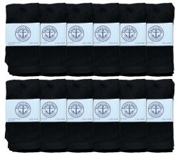 84 Bulk Yacht & Smith Kids Black Solid Tube Socks Size 4-6