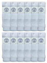 36 Bulk Yacht & Smith Men's Cotton King Size Extra Long White Tube SockS- Size 13-16
