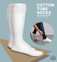 36 Bulk Yacht & Smith Men's Cotton King Size Extra Long White Tube SockS- Size 13-16