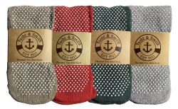 6 Bulk Yacht & Smith Women's Thermal NoN-Slip Gripper Bottom Tube Socks, Size 9-11