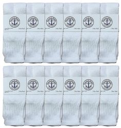 12 Bulk Yacht & Smith Kids 12 Inch Cotton Tube Socks Solid White Size 6-8