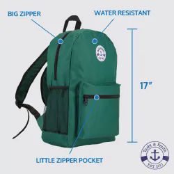 3 Bulk Yacht & Smith 17inch Back Pack Girls With Mesh Side Pockets , Water Resistant