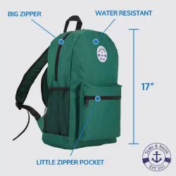 24 Bulk Yacht & Smith 17inch Back Pack Boys With Mesh Side Pockets , Water Resistant