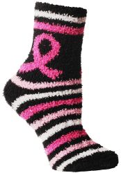12 Bulk Yacht & Smith Women's Assorted Colored Warm & Cozy Fuzzy Breast Cancer Awareness Socks