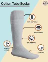 300 Bulk Yacht & Smith Men's Cotton 31 Inch Terry Cushioned Athletic White Striped Top Tube Socks Size 13-16