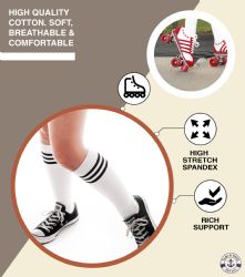 300 Bulk Yacht & Smith Men's Cotton 31 Inch Terry Cushioned Athletic White Striped Top Tube Socks Size 13-16