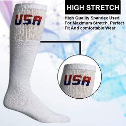 300 Bulk Yacht & Smith Men's Cotton 31 Inch Terry Cushioned Athletic White Usa Logo Tube Socks Size 13-16