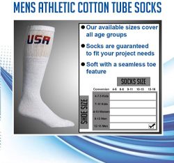 300 Bulk Yacht & Smith Men's Cotton 31 Inch Terry Cushioned Athletic White Usa Logo Tube Socks Size 13-16