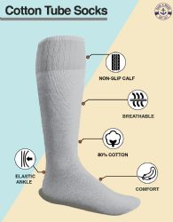 1200 Bulk Yacht & Smith Men's Cotton 31 Inch Terry Cushioned Athletic Black Tube Socks Size 13-16