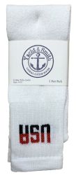24 Bulk Yacht & Smith Women's Cotton Usa Tube Socks, Referee Style Size 9-15