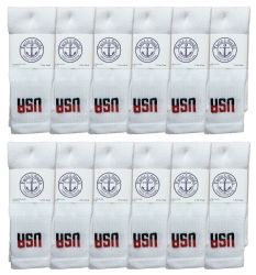 24 Bulk Yacht & Smith Women's Cotton Usa Tube Socks, Referee Style Size 9-15