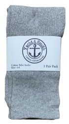 1200 Bulk Yacht & Smith Kids Gray Solid Tube Socks Size 4-6 Bulk Pack