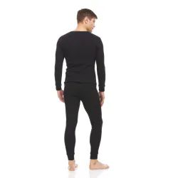 108 Bulk Yacht & Smith Mens Cotton Heavy Weight Waffle Texture Thermal Underwear Set Black Size L