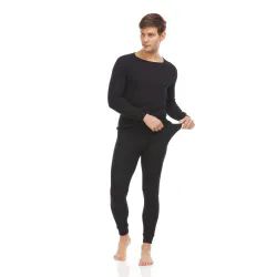 108 Bulk Yacht & Smith Mens Cotton Heavy Weight Waffle Texture Thermal Underwear Set Black Size L