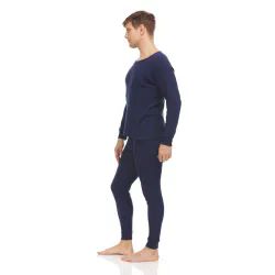 108 Bulk Yacht & Smith Mens Cotton Heavy Weight Waffle Texture Thermal Underwear Set Navy Size xl
