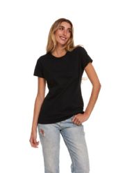 144 Bulk Womens Plus Size Black Cotton Crew Neck T Shirt Size 4x