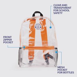 24 Bulk Yacht & Smith 17inch Water Resistant Assorted Color Clear Backpack With Adjustable Padded Straps