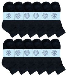 300 Bulk Yacht & Smith Kids Cotton Quarter Ankle Socks In Black Size 6-8 Bulk Pack