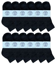1200 Bulk Yacht & Smith Kids Cotton Quarter Ankle Socks In Black Size 6-8 Bulk Pack