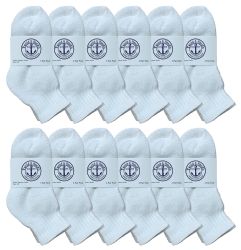 1200 Bulk Yacht & Smith Kids Cotton Quarter Ankle Socks In White Size 4-6 Bulk Pack