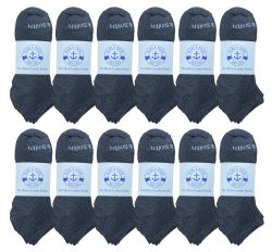 48 Bulk Yacht & Smith Men's Gray No Show Ankle Socks Size 10-13