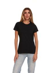 48 Bulk Women's Cotton Short Sleeve T Shirts Solid Black Size Large