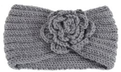 24 Bulk Warm Knitted Headband With Flower