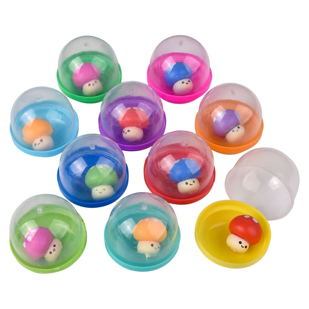 250 Bulk 1" Mini Mushroom Squeezy Figurines In 2" Capsule 250ct