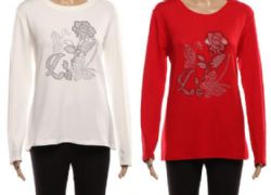 24 Bulk Women's Long Sleeve Soft Pullover Sweaters With Jeweled Design