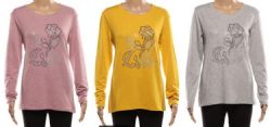 24 Bulk Women's Long Sleeve Soft Pullover Sweaters With Jeweled Design