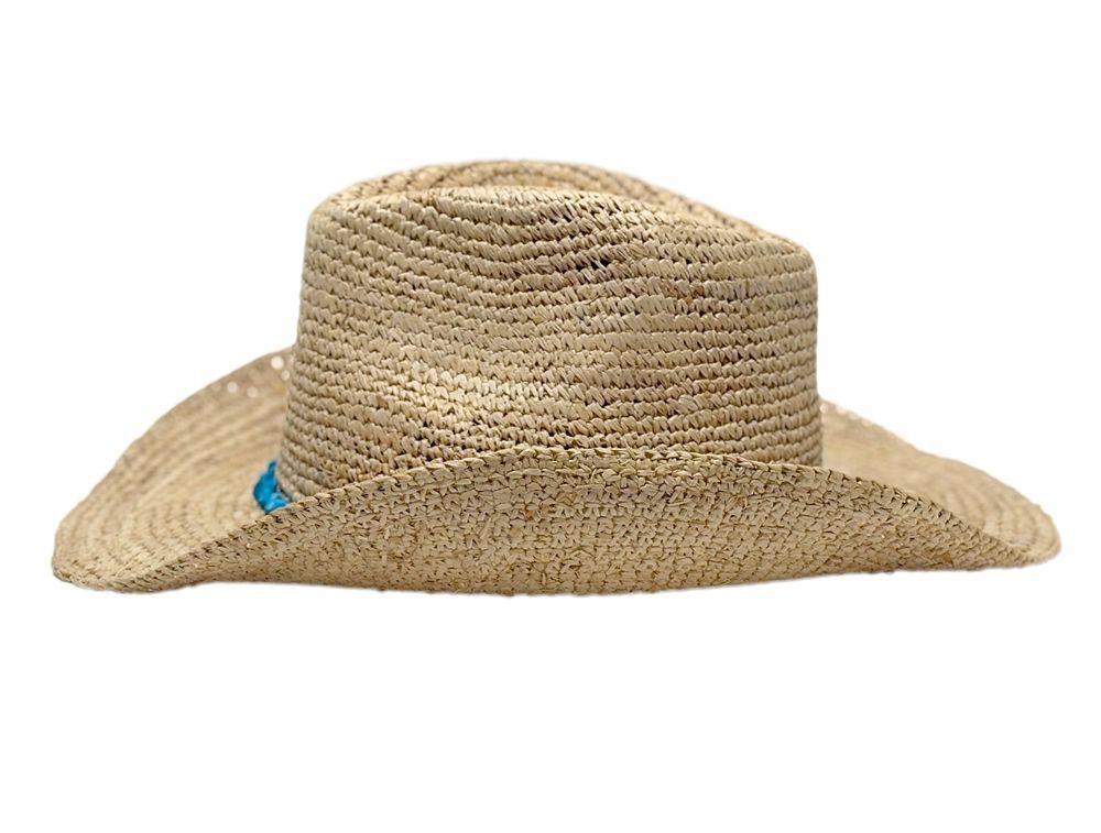 12 Bulk Natural Raffia Straw Cowboy Hats With Beads Band