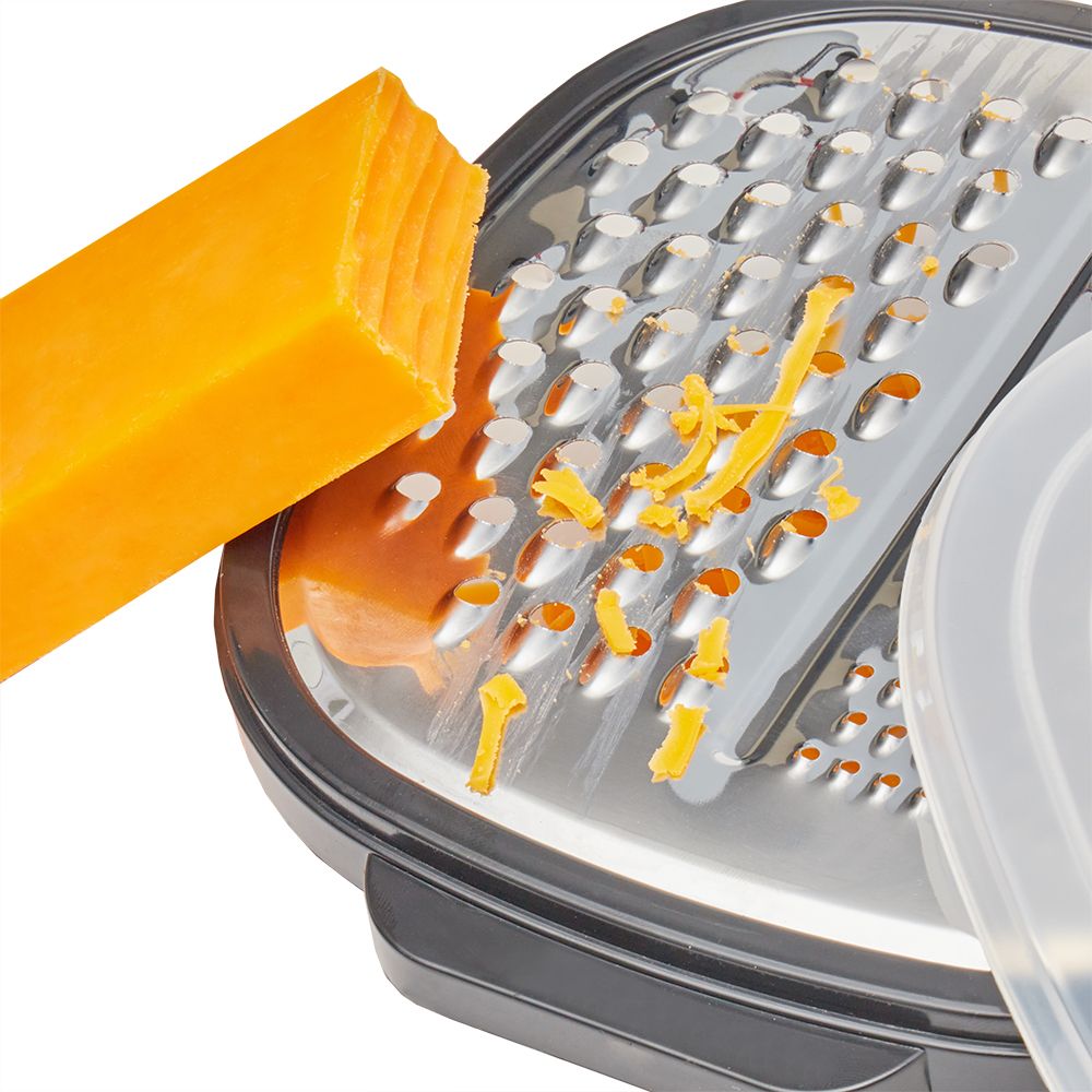 24 Bulk 3-Way Cheese Grater With Storage Container, Black