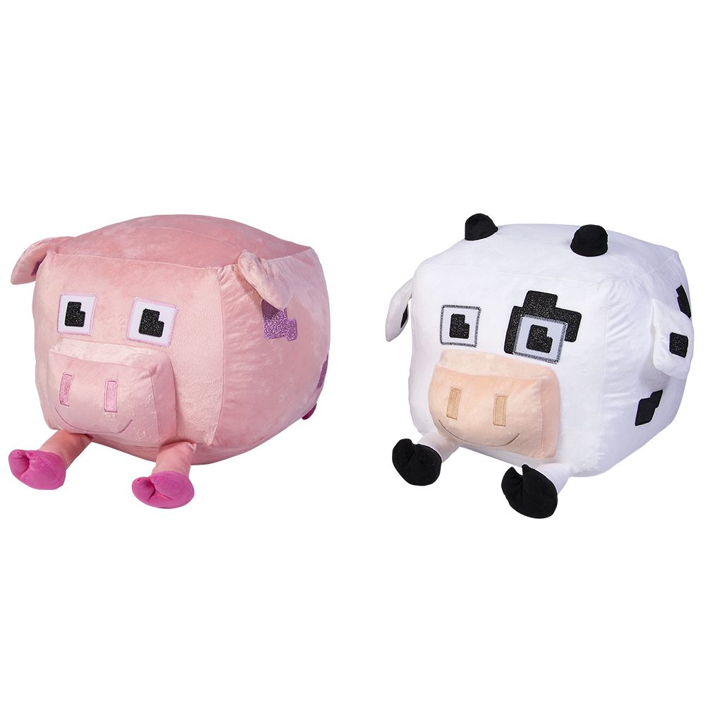 12 Bulk 16" X 11" Pixel Cow And Pig Plush