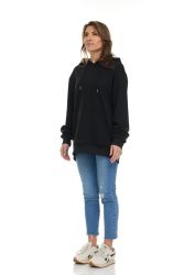 36 Bulk Womens Cotton Over Sized Hoodie Black Size M