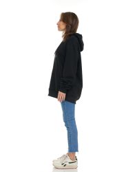 36 Bulk Womens Cotton Over Sized Hoodie Black Size M