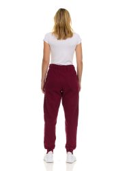 48 Bulk Womens Fleece Lined 3 Pocket Jogger Burgundy Size Medium