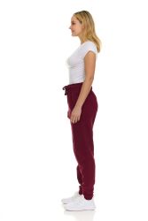 48 Bulk Womens Fleece Lined 3 Pocket Jogger Burgundy Size Medium