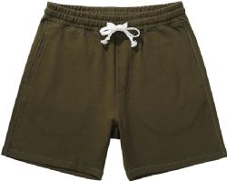 96 Bulk Mens Cotton Fleece 3 Pocket Shorts Army Green Size Large